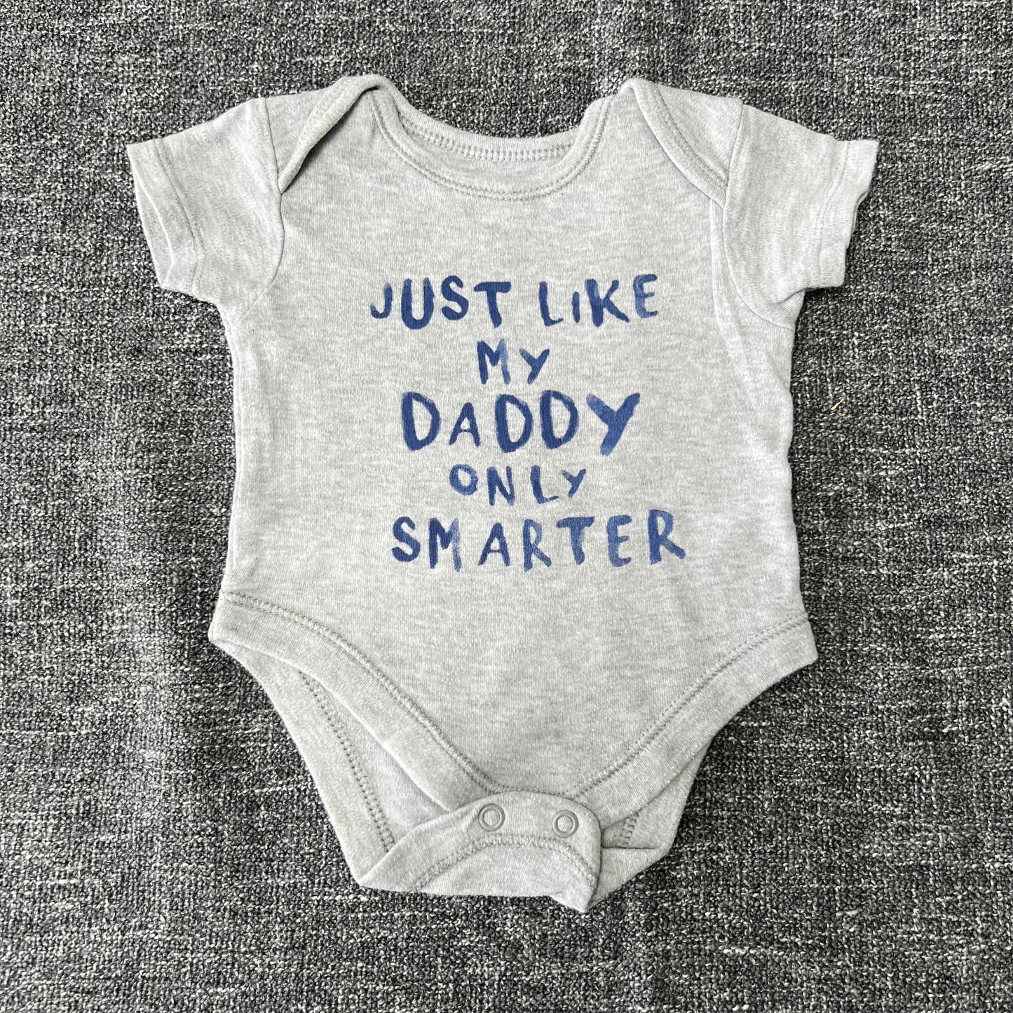 Boys 0-3 Month Grey "Just Like My Daddy Only Smarter" Short Sleeved Bodysuit