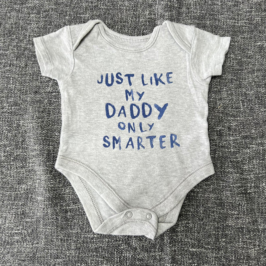 Boys 0-3 Month Grey "Just Like My Daddy Only Smarter" Short Sleeved Bodysuit