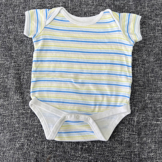 Boys 0-3 Month White Striped Short Sleeved Bodysuit