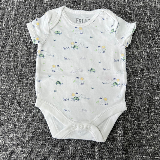 Boys 0-3 Month White Tortoise Short Sleeved Bodysuit