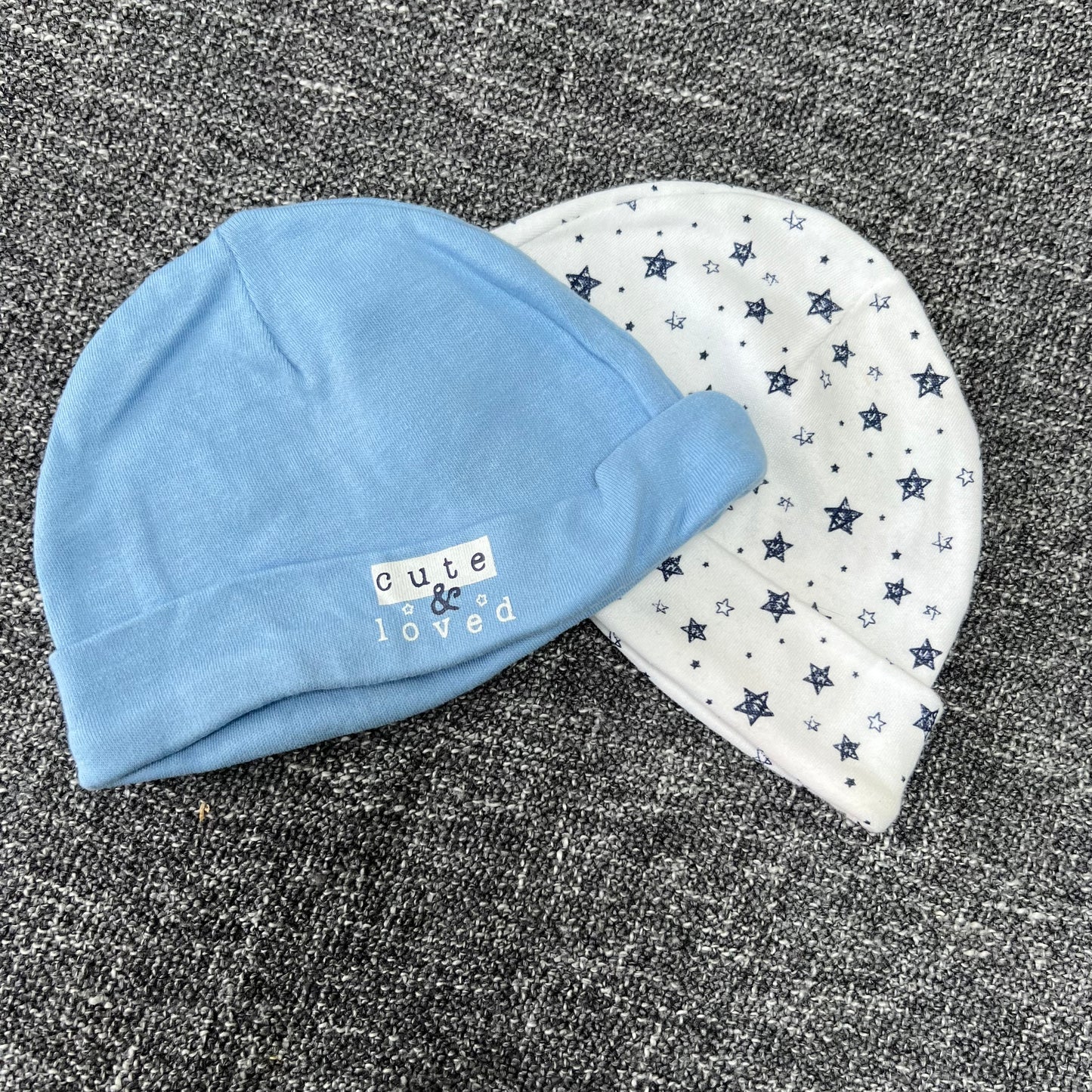 Boys 0-3 Month Blue Hats 2pk