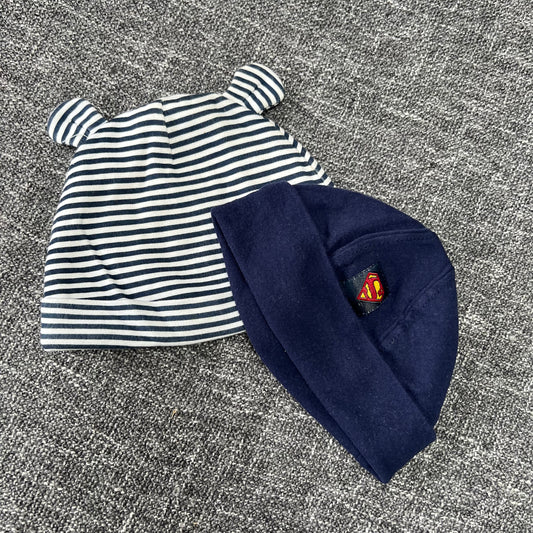 Boys 0-3 Month Blue Hats 2pk