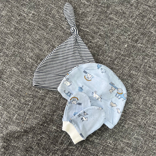 Boys 0-3 Month Blue Hats 2pk