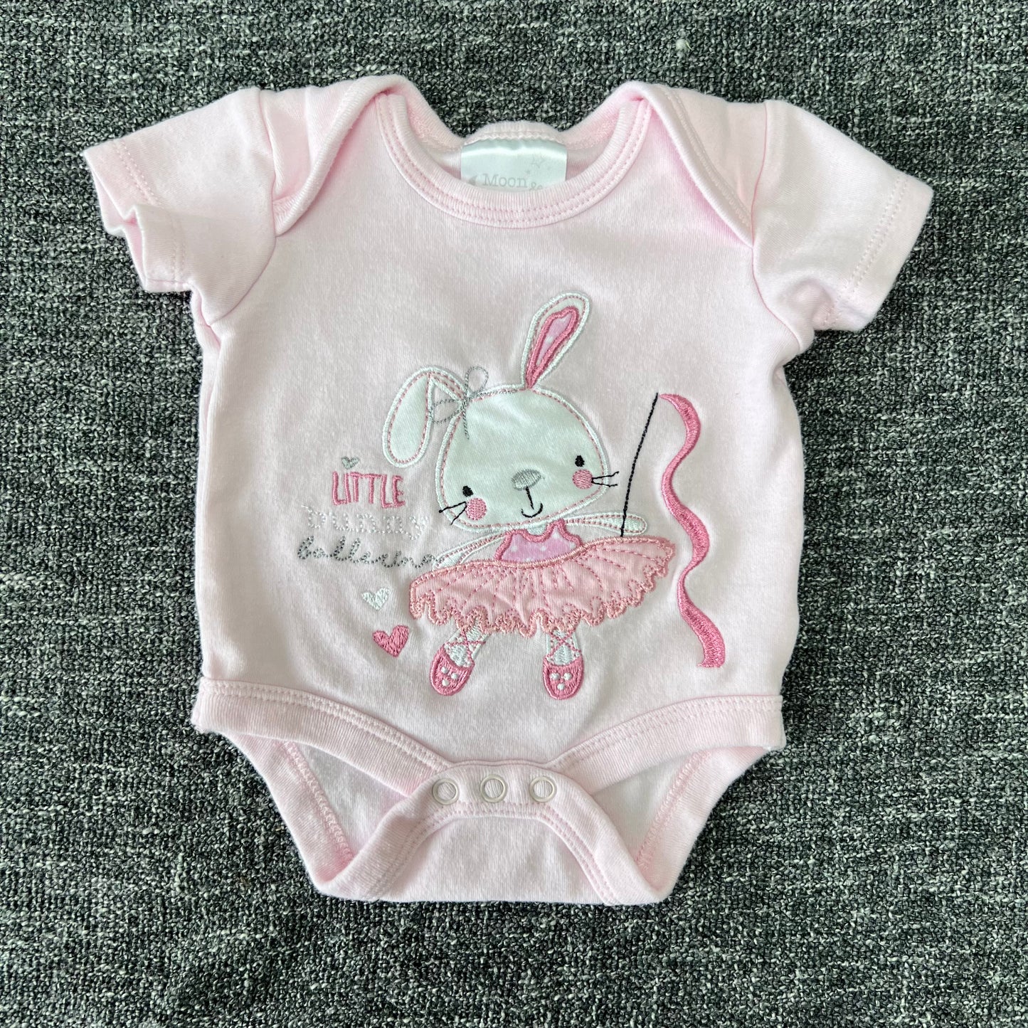 Girls Newborn Pink "Little Bunny Ballerina" Short Sleeved Bodysuit