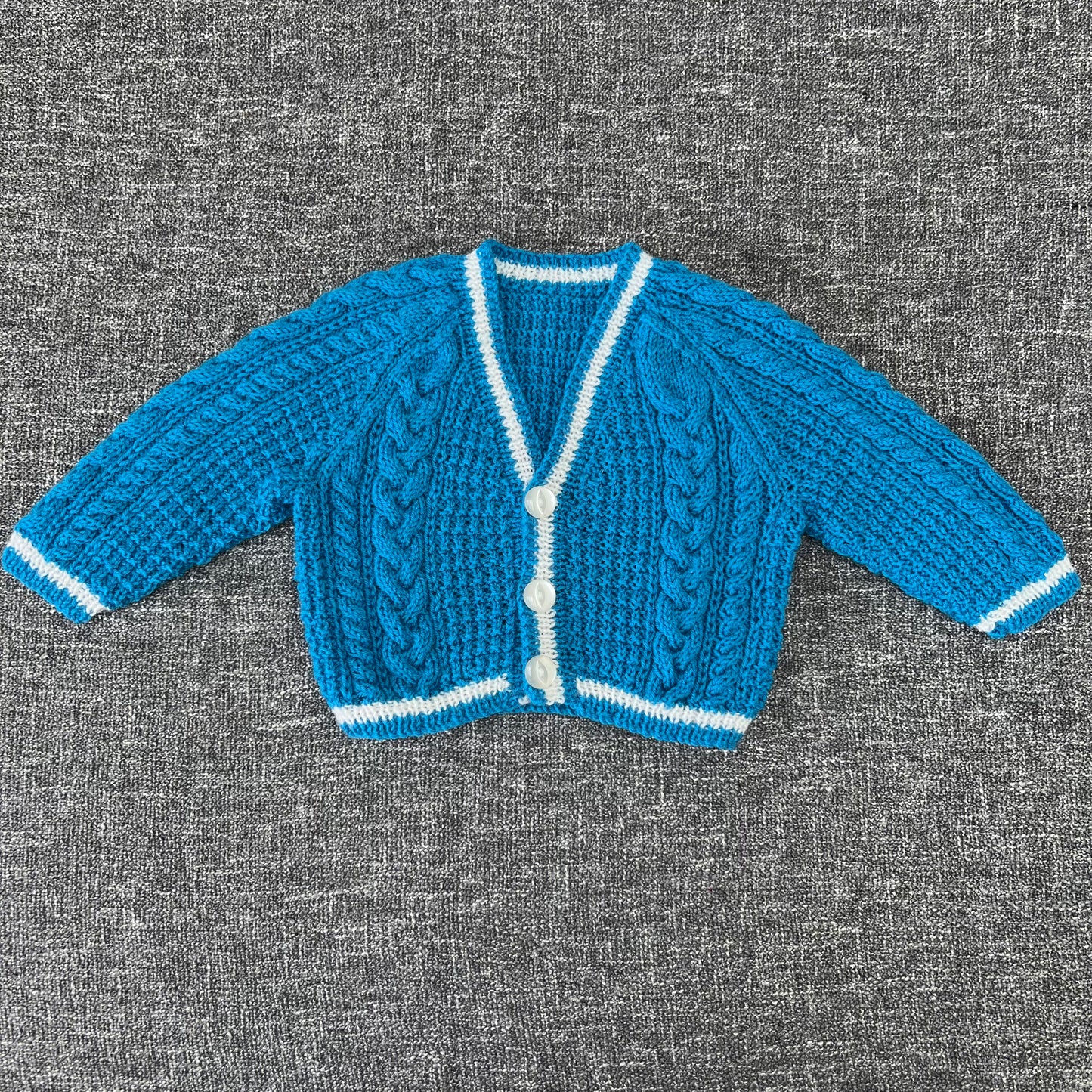 Boys 0-3 Month Blue & White Knitted Cardigan