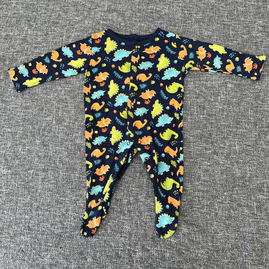 Boys 0-3 Month Blue Dinosaur Sleepsuit