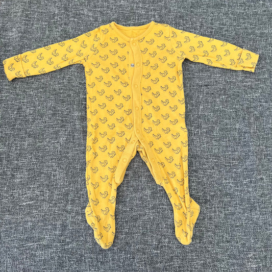 Boys 0-3 Month Yellow Dinosaur Sleepsuit