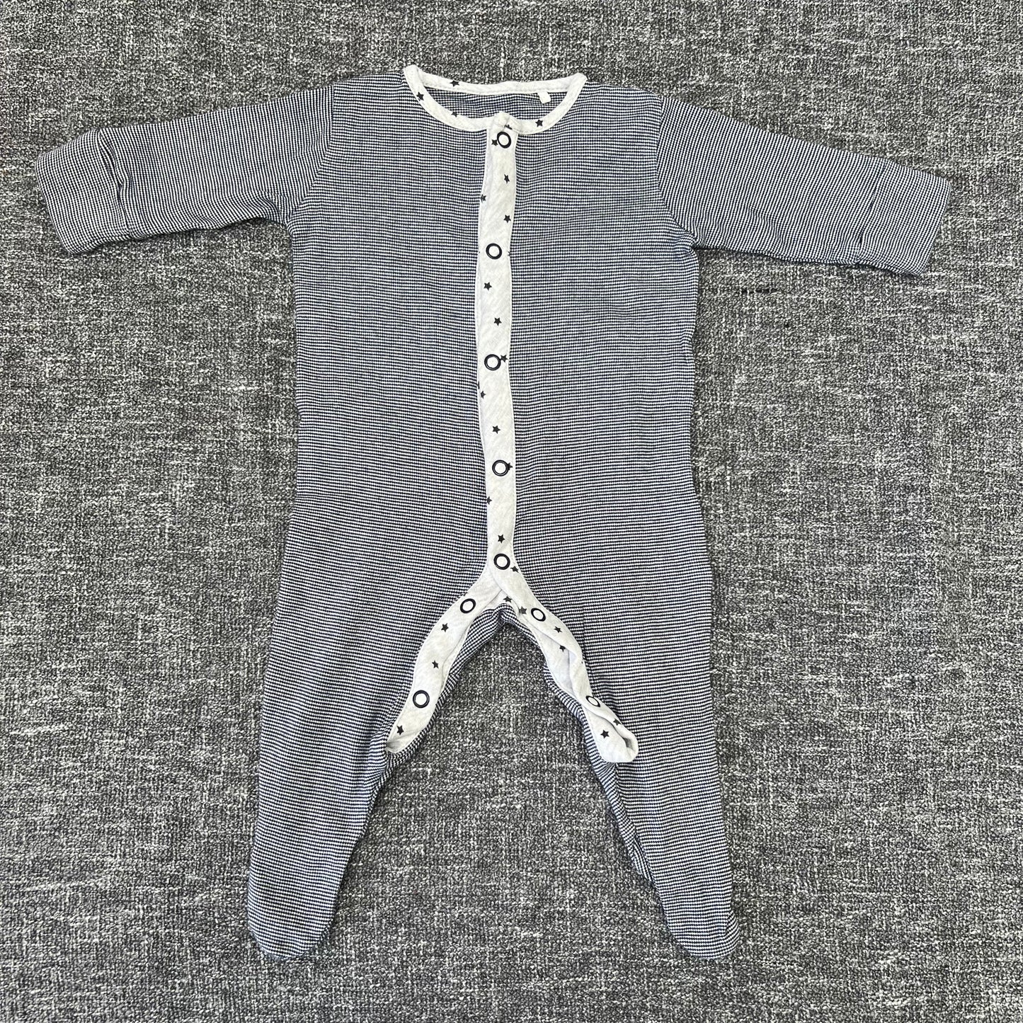 Boys 0-3 month Blue & Grey Sleepsuit