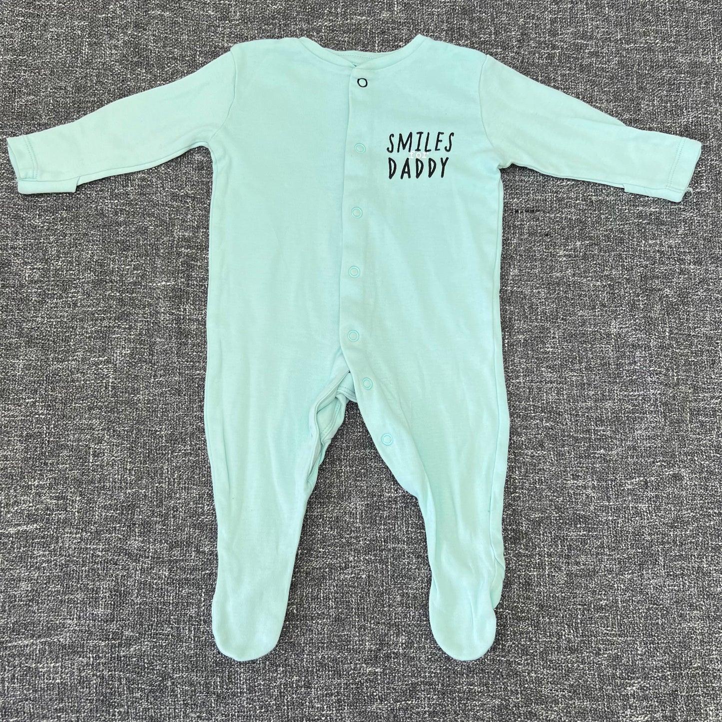 Boys 0-3 Month Turquoise "Smiles for Daddy" Sleepsuit