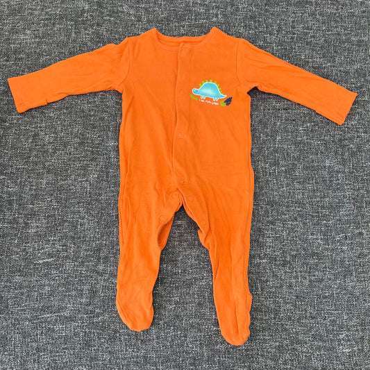 Boys 0-3 Month Orange "I am roarsome" Sleepsuit