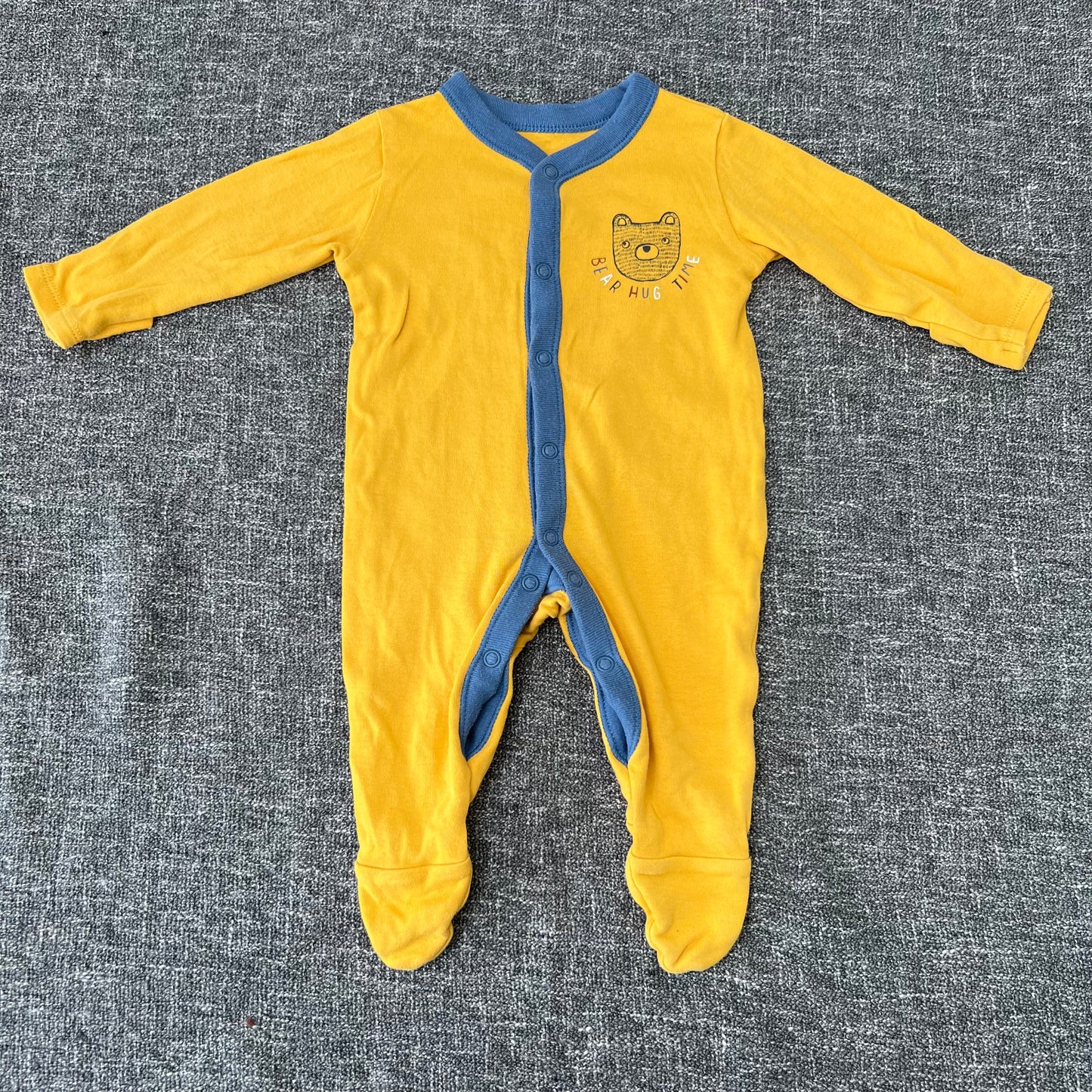 Boys 0-3 Month Yellow "Bear Hug" Sleepsuit