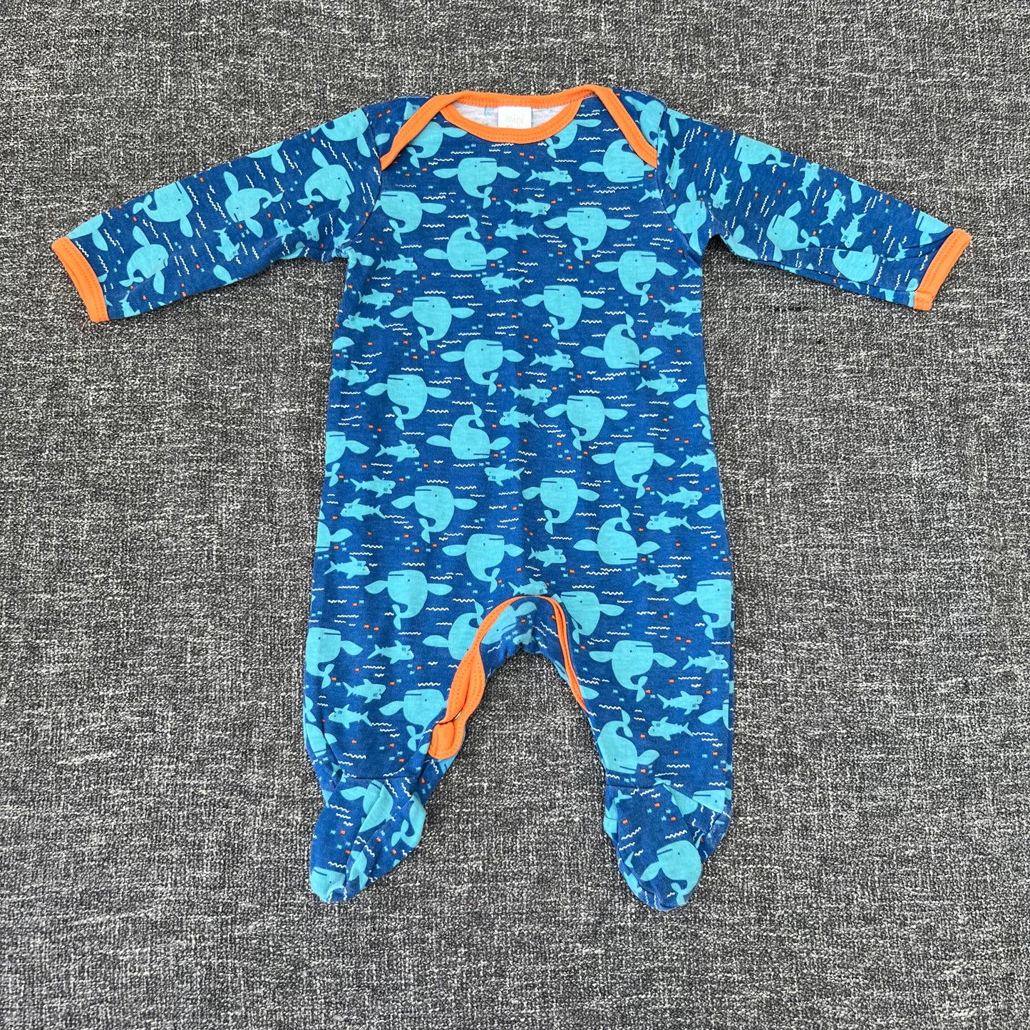 Boys 0-3 Month Blue Whale Sleepsuit