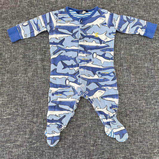 Boys 0-3 Month Blue Shark Sleepsuit