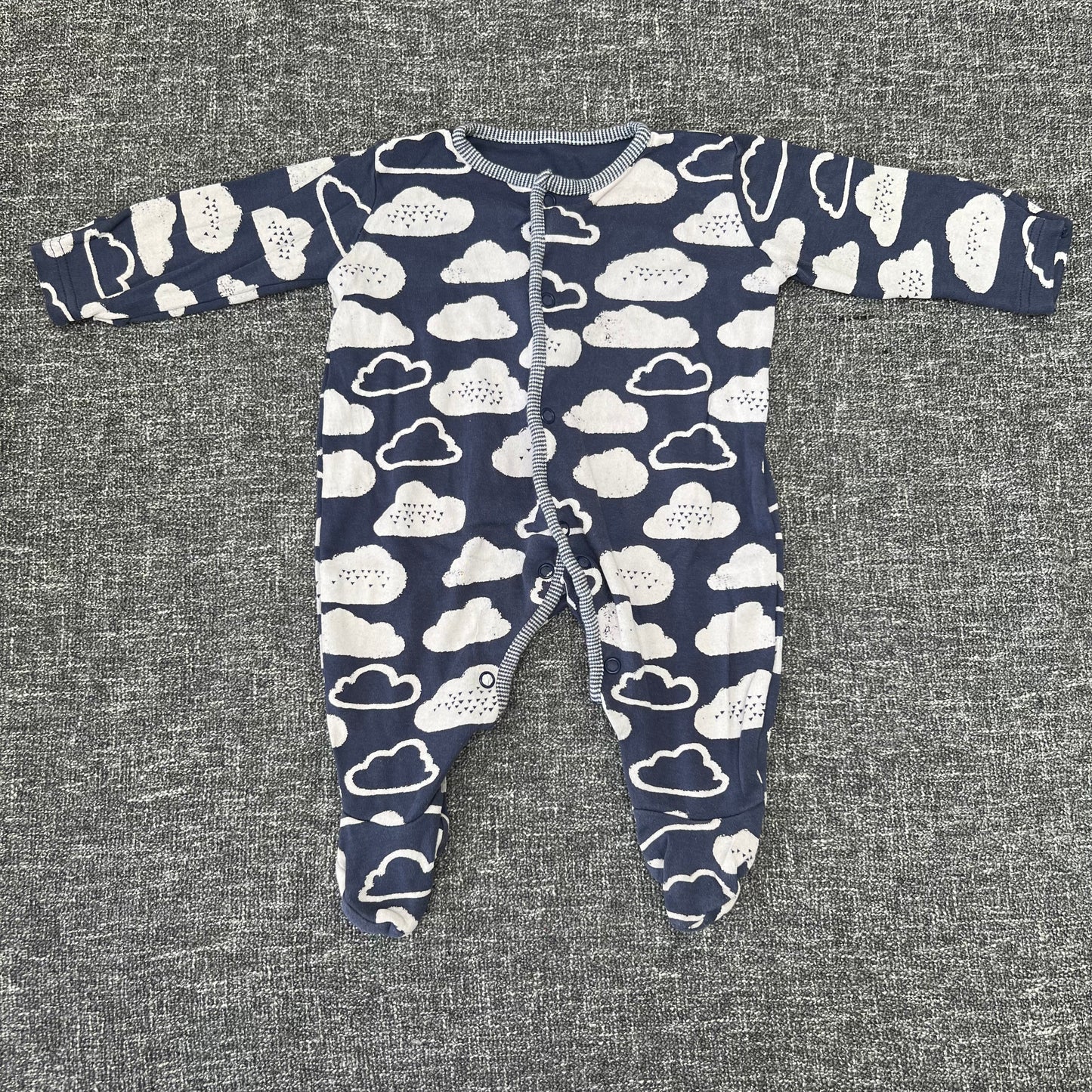 Boys 0-3 Month Blue Cloud Sleepsuit