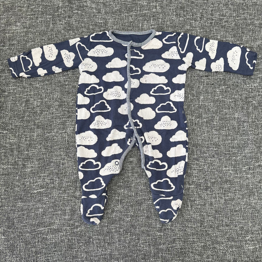 Boys 0-3 Month Blue Cloud Sleepsuit