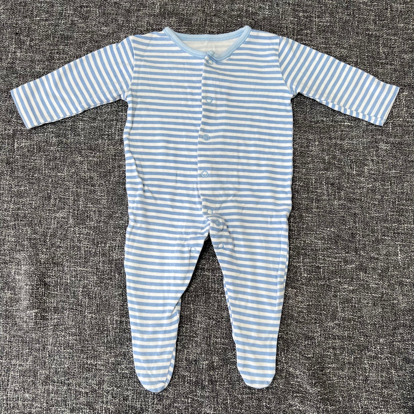 Boys 0-3 Month Blue & White Striped Sleepsuit