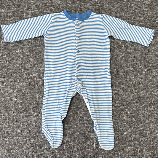 Boys 0-3 Month Blue & White Striped Speepsuit