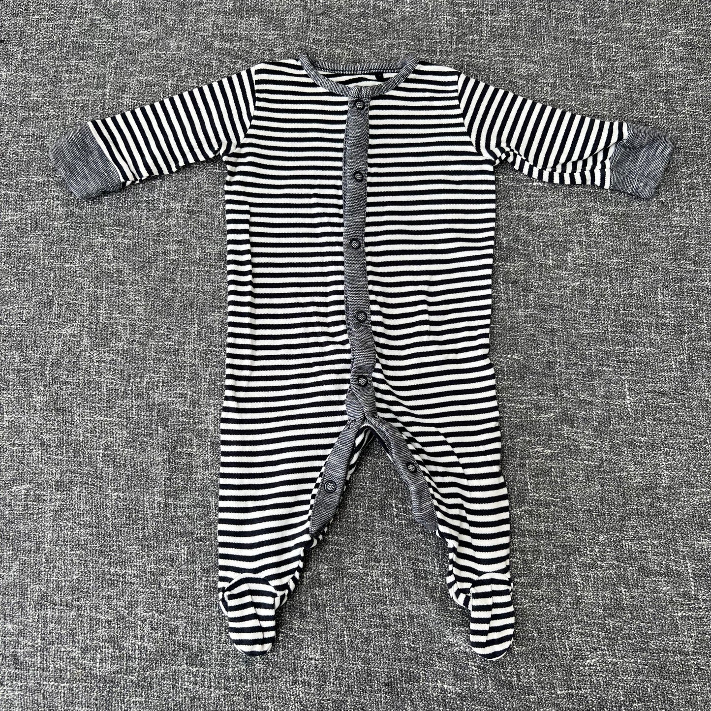 Boys 0-3 Month Blue & White Striped Sleepsuit