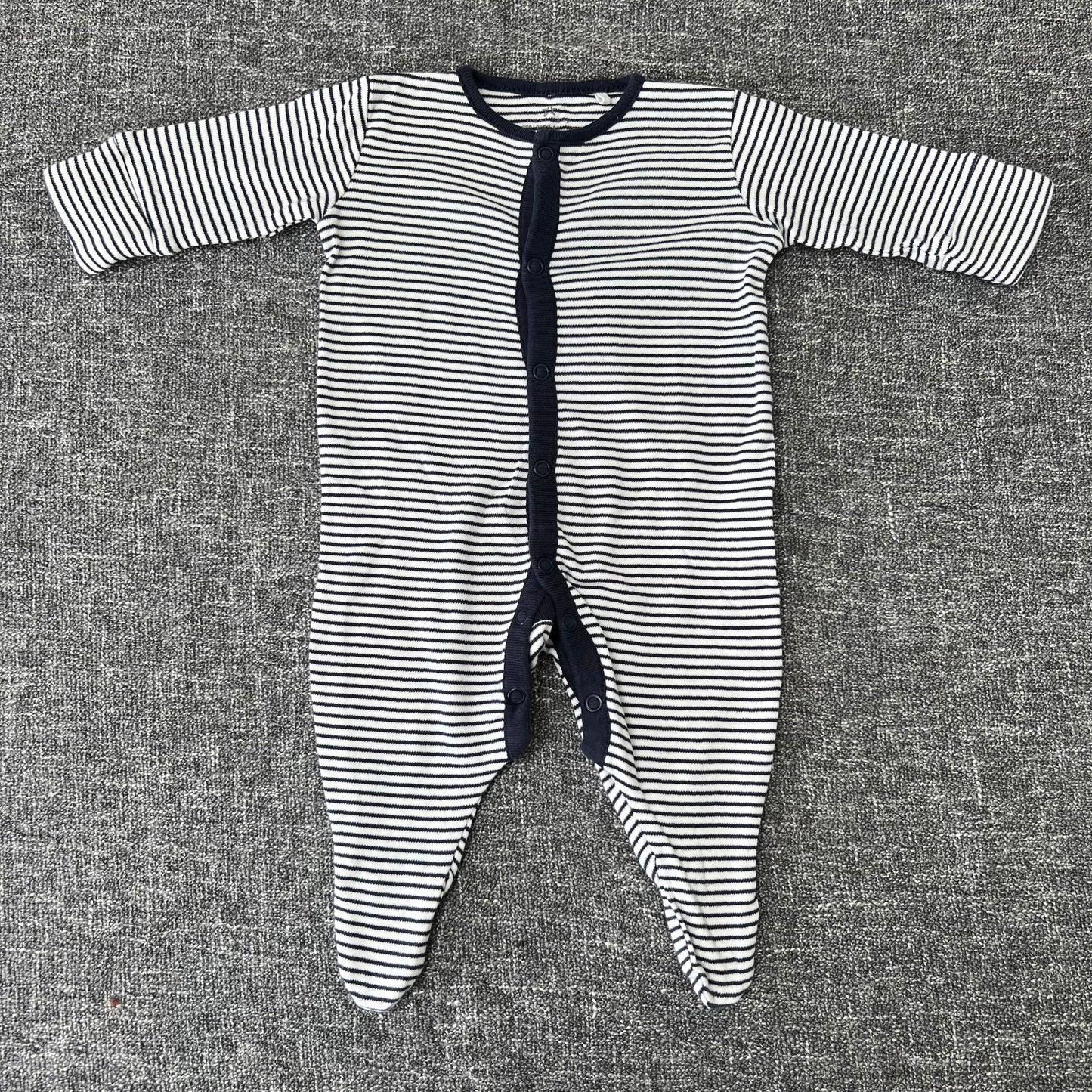 Boys 0-3 Month Blue & White Striped Sleepsuit