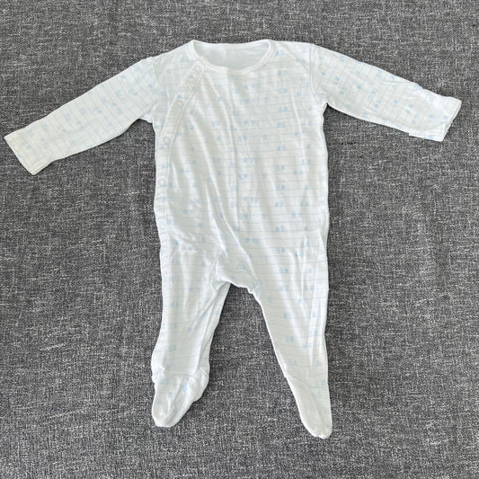 Boys 0-3 Month White & Blue Sleepsuit