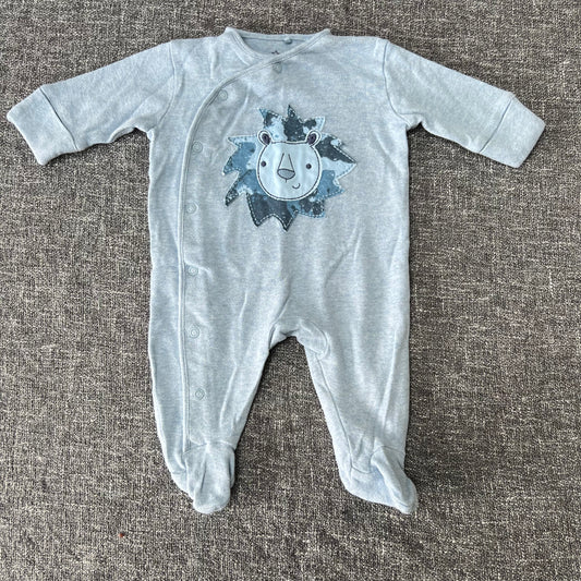 Boys 0-3 Month Blue Lion Sleepsuit