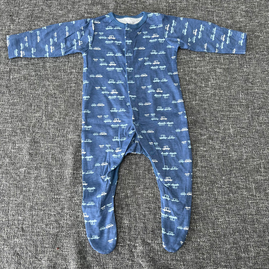 Boys 0-3 Month Blue Cars Sleepsuit