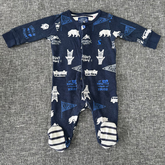 Boys 0-3 Month Blue Bear Sleepsuit