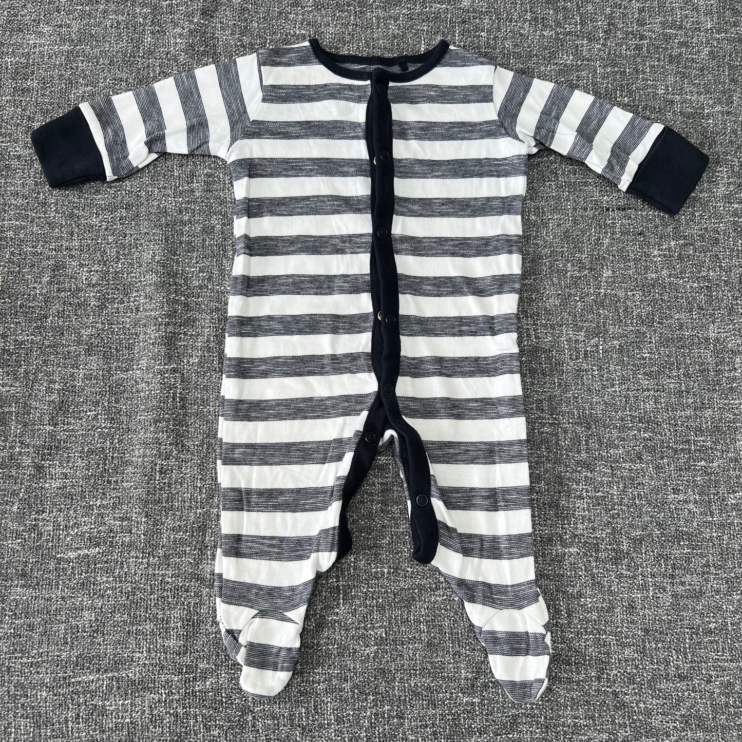 Boys 0-3 Month Blue & White Striped Sleepsuit