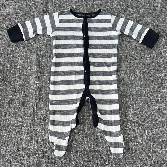 Boys 0-3 Month Blue & White Striped Sleepsuit