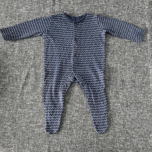 Boys 0-3 Month Blue & White Sleepsuit