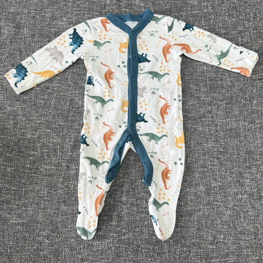 Boys 0-3 Month White Dinosaur Sleepsuit