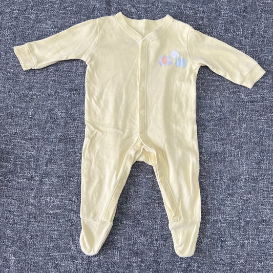 Boys 0-3 Month Yellow Elephant Sleepsuit