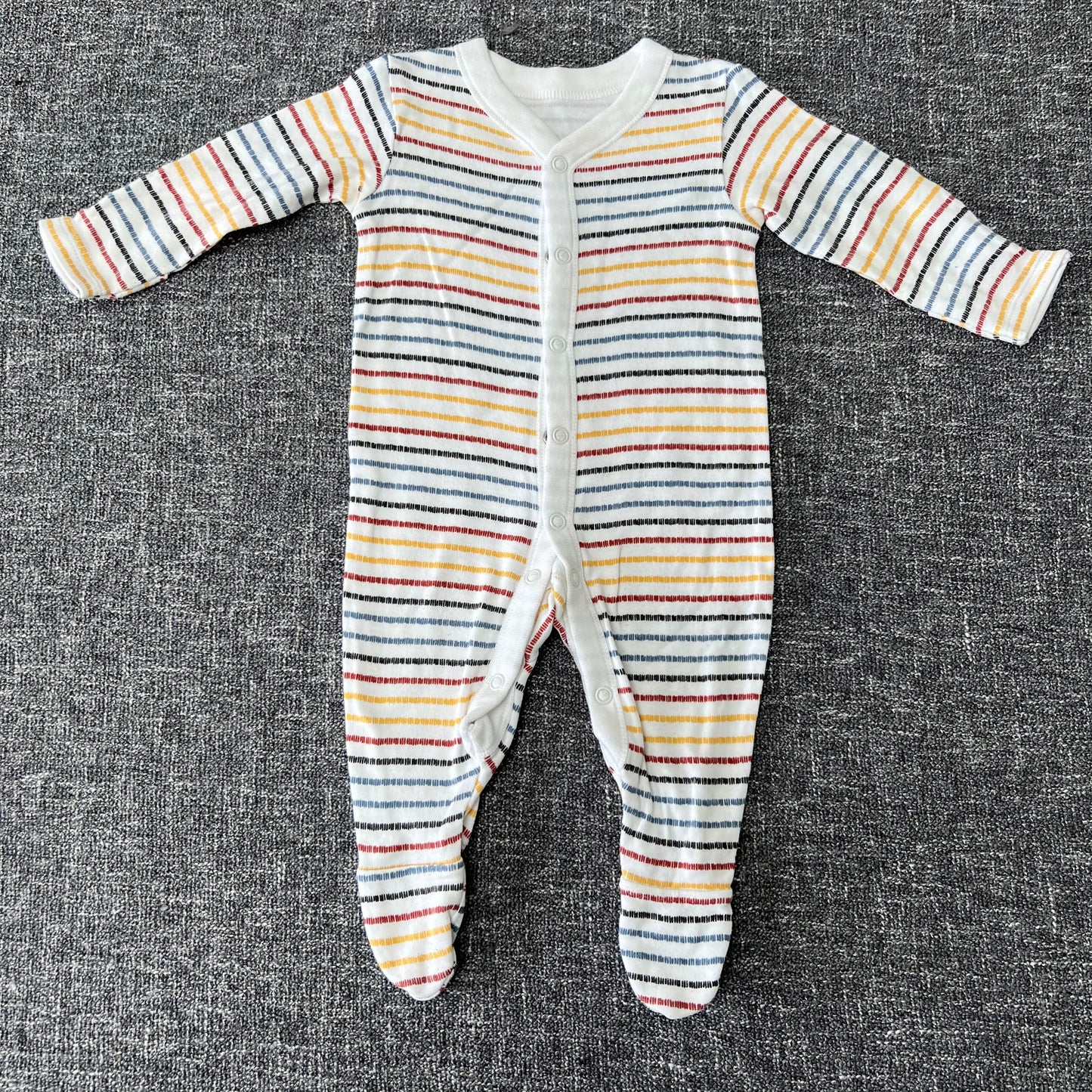 Boys 0-3 Month White Striped Sleepsuit