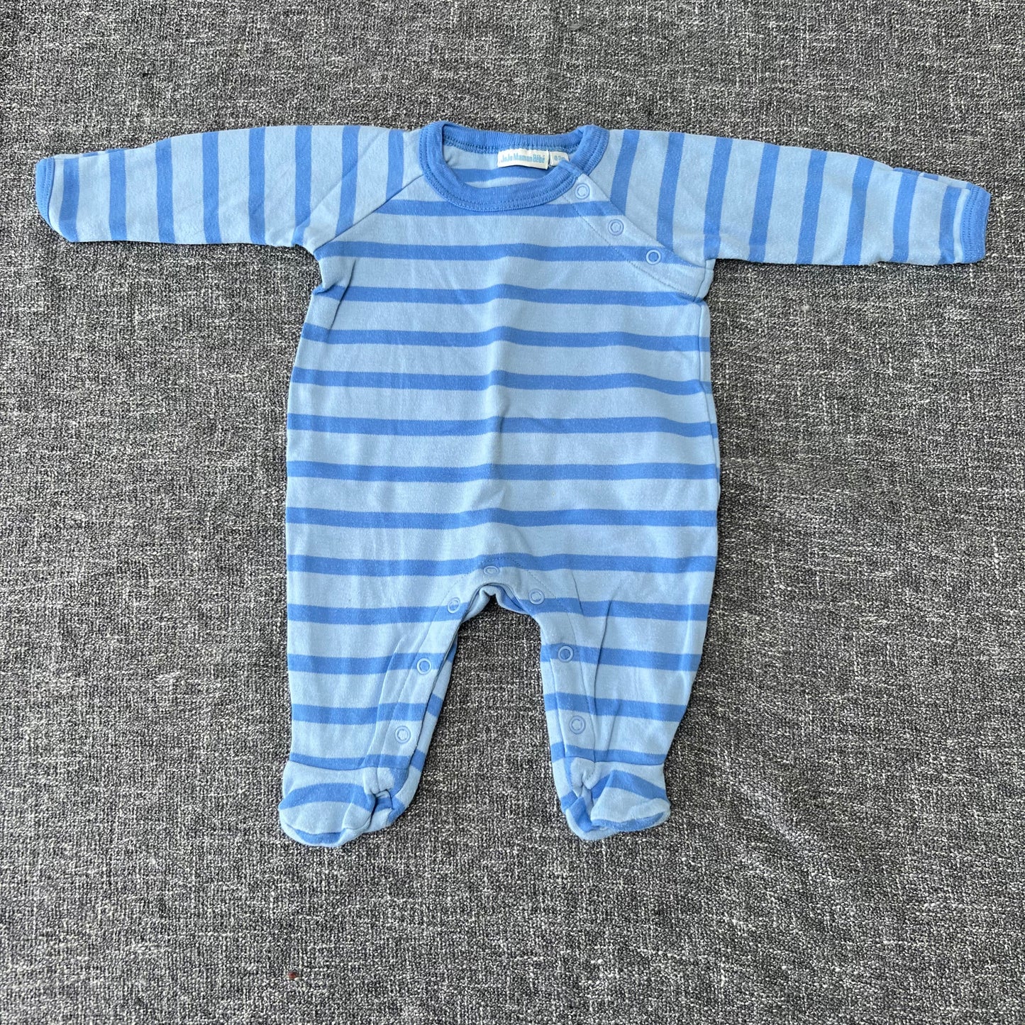 Boys 0-3 Month Blue Striped Sleepsuit