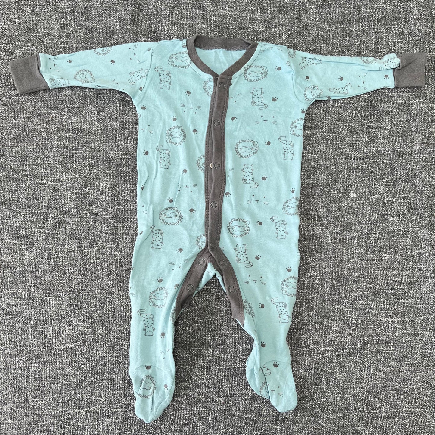 Boys 0-3 Month Turquoise Big Cats Sleepsuit