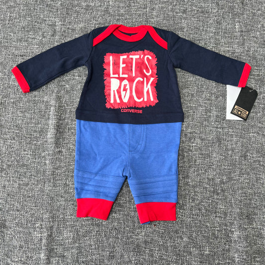 Boys 0-3 Month Converse "Lets Rock" Romper NEW