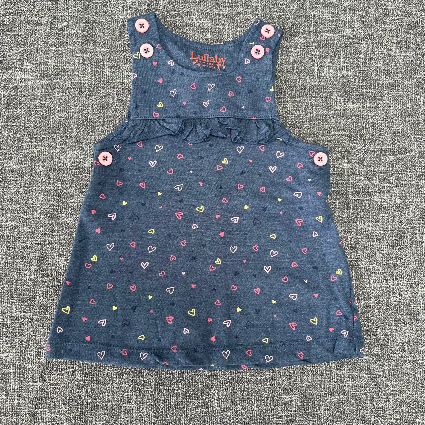 Girls 0-3 Month Blue Heart Pinafore Dress