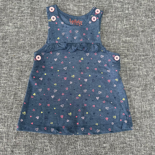 Girls 0-3 Month Blue Heart Pinafore Dress