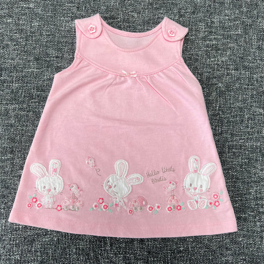 Girls 0-3 Month Pink "Hello little birdie" Pinafore dress