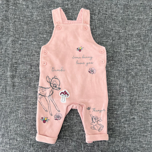 Girls 0-3 Month Pink Disney 'Bambi & Thumper' "Some bunny loves you" Dungarees