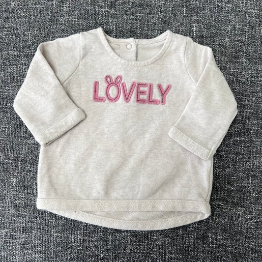 Girls 0-3 Month Beige "Lovely" Jumper