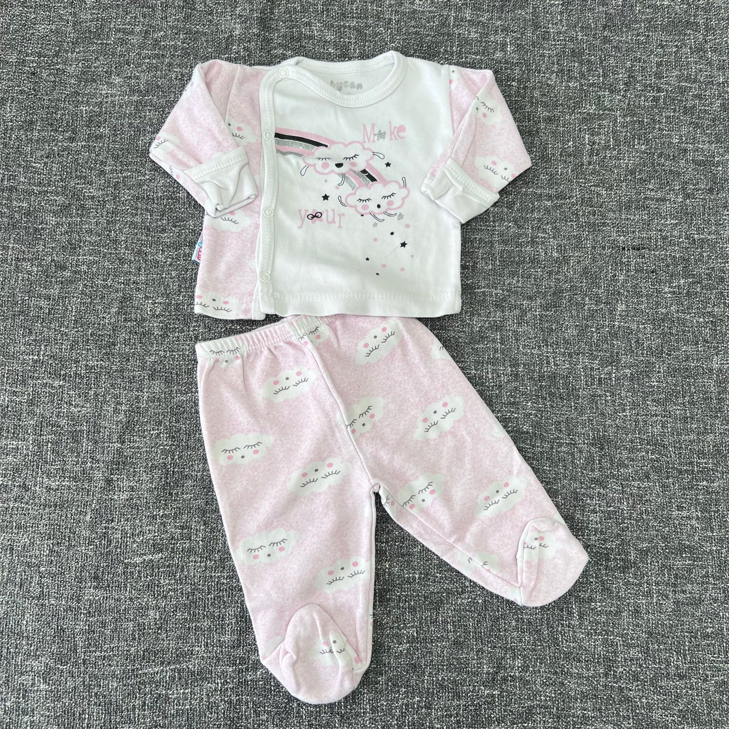 Girls 0-3 Month White & Pink "Make Your" Long Sleeved Top & Leggings Outfit