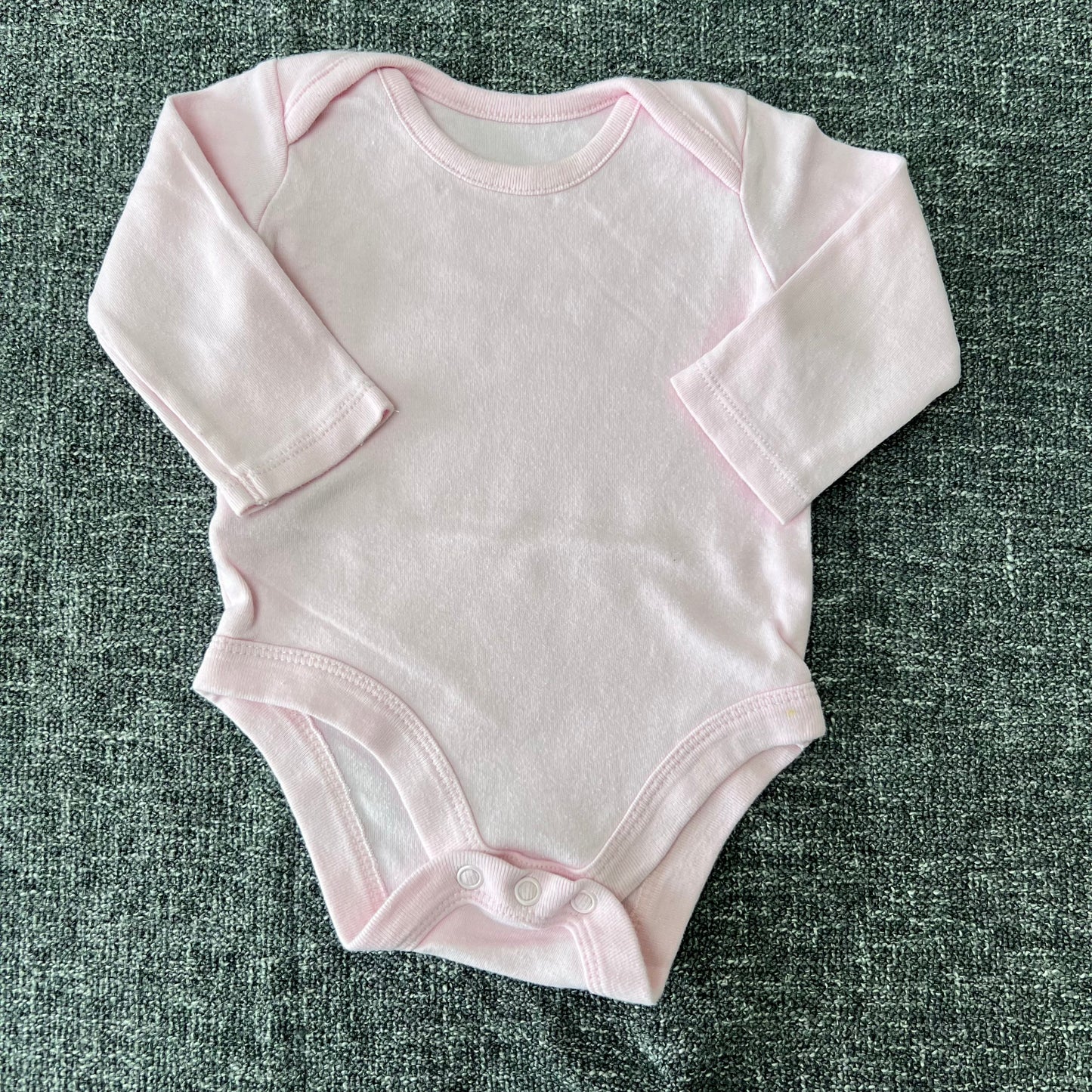 Girls 0-3 Month Plain Light Pink Long Sleeved Bodysuit