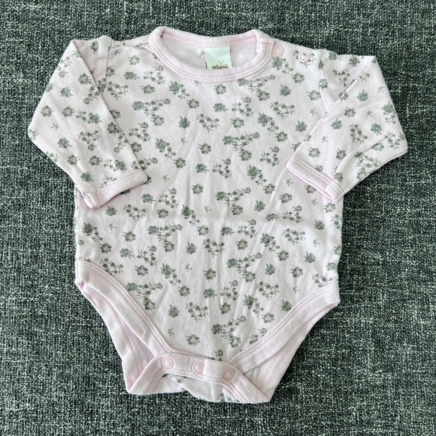 Girls 0-3 Month Pink Floral Long Sleeved Bodysuit