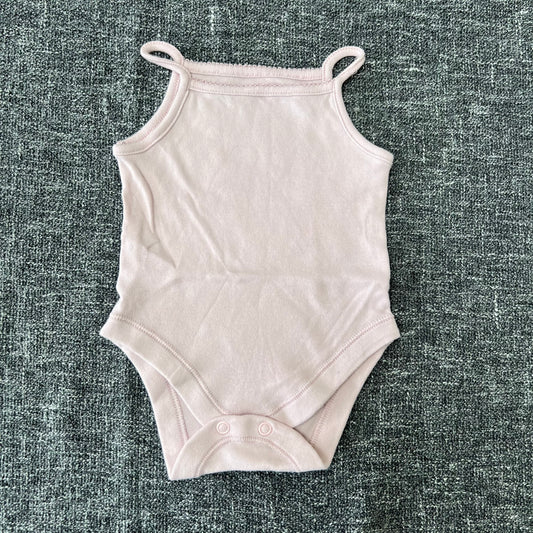 Girls 0-3 Month Plain Pink Sleeveless Bodysuit