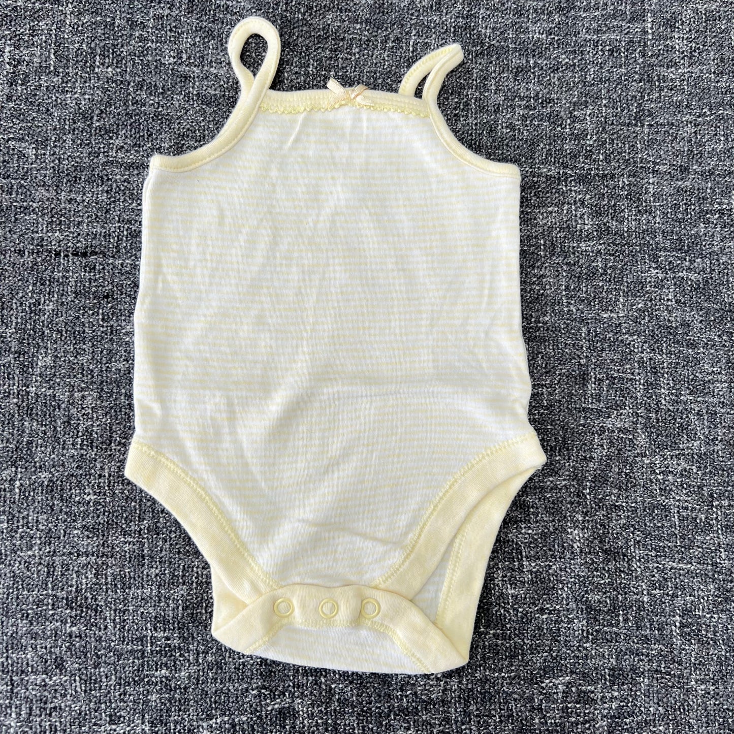 Girls 0-3 Month Yellow & White Striped Sleeveless Bodysuit