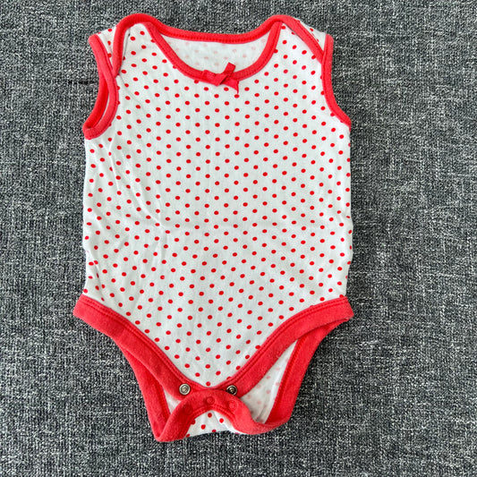 Girls 0-3 Month White With Orange Spots Sleeveless Bodysuit