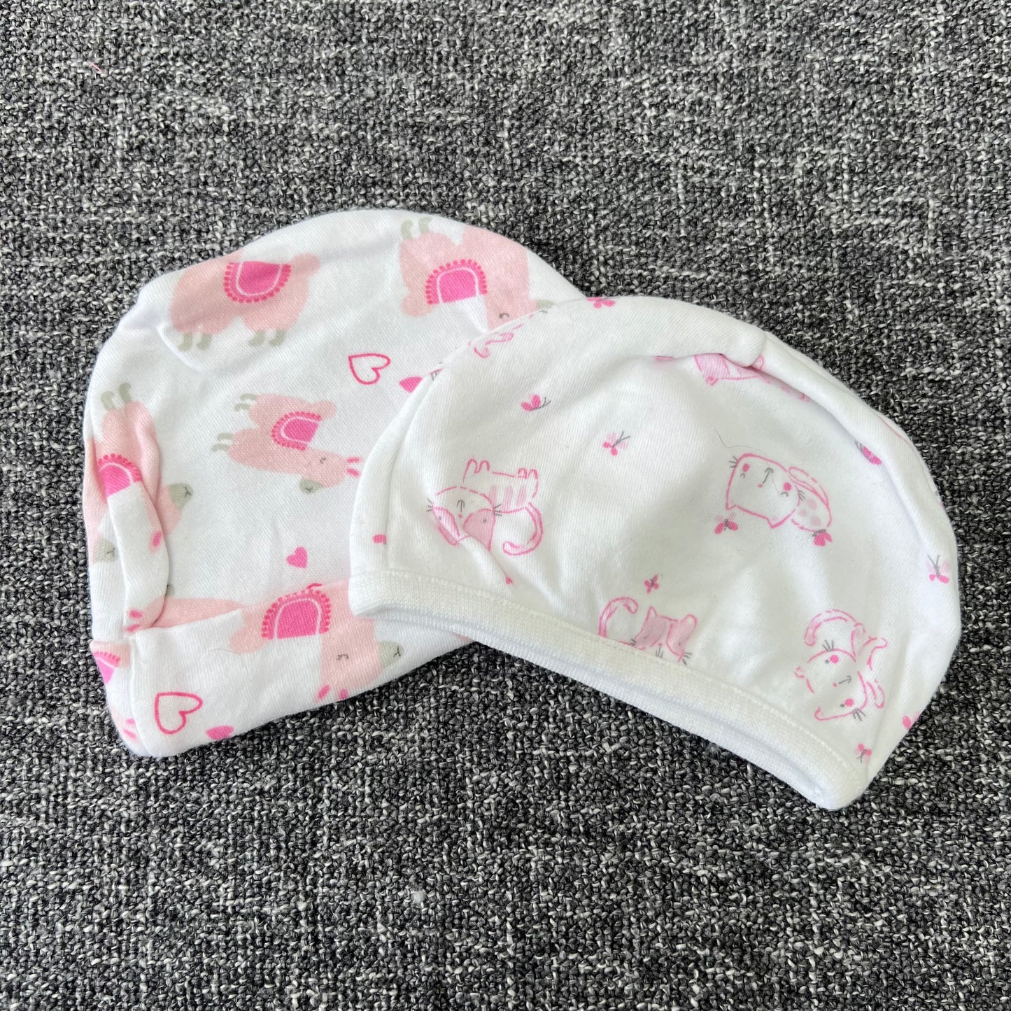 Girls 0-3 Month Pink & White Hats 2Pk