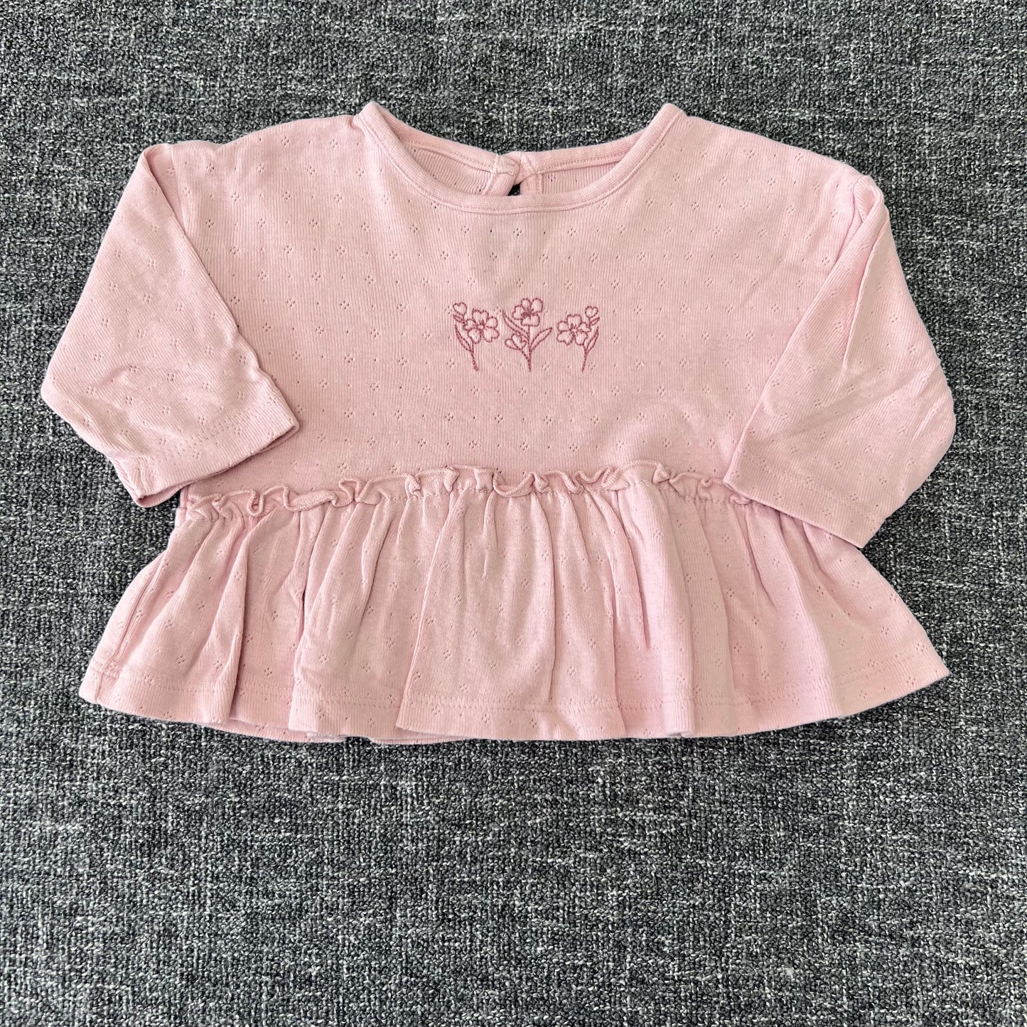 Girls 0-3 Month Pink Floral Long Sleeved Top