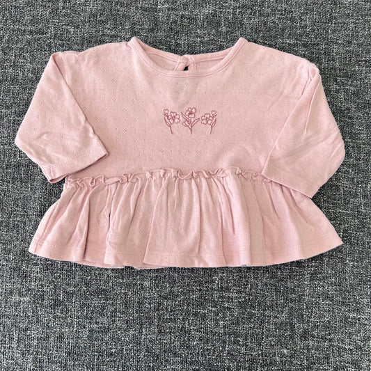 Girls 0-3 Month Pink Floral Long Sleeved Top